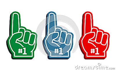 Colorful foam fingers vector set Vector Illustration