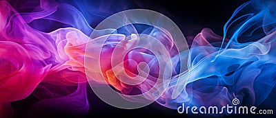 colorful fog colors of smoke on dark background Stock Photo