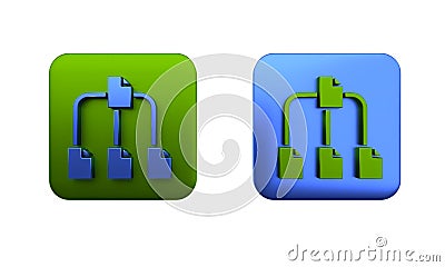 Colorful Folder tree icon isolated on white background. Computer network file folder organization structure flowchart Cartoon Illustration