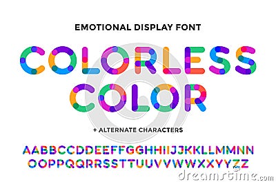 Colorful font. Colorful bright alphabet and font Vector Illustration