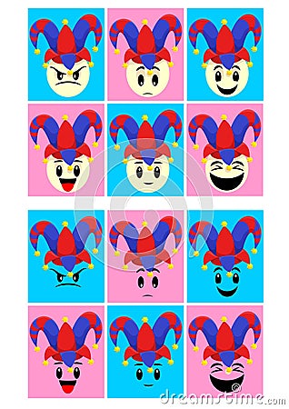 Colorful Fools Day Emoticons Set Vector Illustration