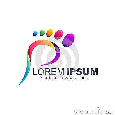 Colorful foot plam abstract logo design template Vector Illustration