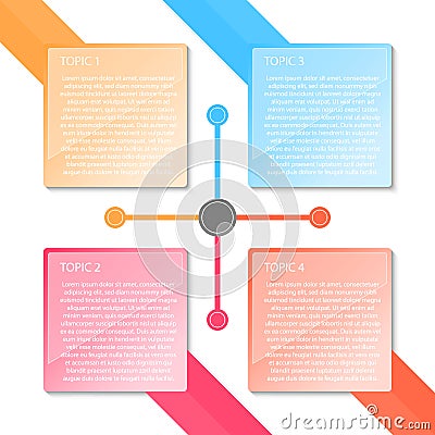 Colorful four labels transparency infographic. Vector Illustration