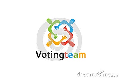 Colorful Four People Group Team Logo Symbol Design Illustration Vector Illustration