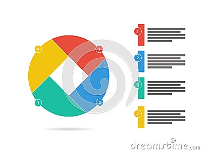 Colorful four sided flat shutter puzzle presentation infographic diagram chart vector Vector Illustration