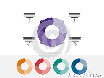 Colorful four sided puzzle presentation infographic diagram chart vector Vector Illustration