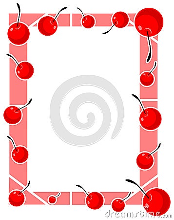 Colorful frame with cherries Vector Illustration