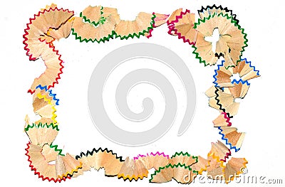 a colorful frame consists of pencil shavings Stock Photo