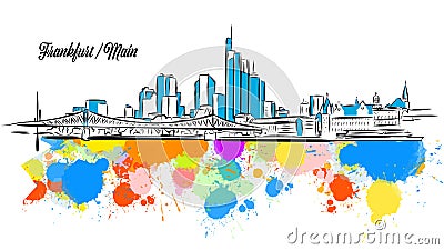 Colorful Frankfurt Main Cityscape Banner Vector Illustration
