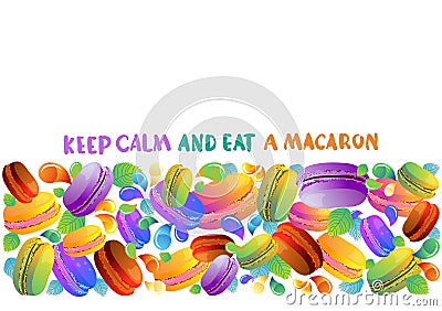 Colorful french macaron cookies with drops Vector Illustration