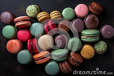 Colorful fresh macaroons, a culinary delight, visually appealing and delicious Stock Photo