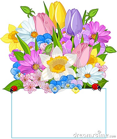 Colorful Fresh Spring Flowers Vector Illustration