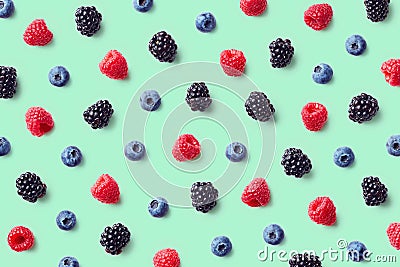Colorful fruit pattern of wild berries Stock Photo