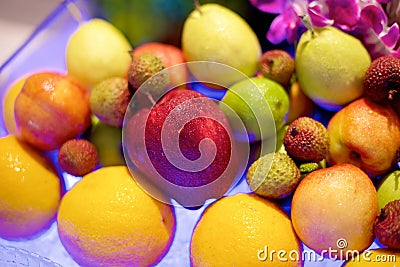 Colorful fruit in restaurant buffet Stock Photo