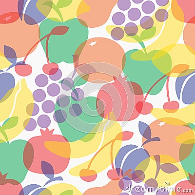 Colorful fruits seamless pattern Vector Illustration