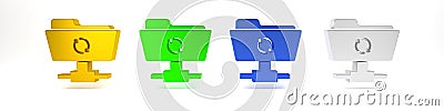 Colorful FTP sync refresh icon isolated on white background. Software update, transfer protocol, router, teamwork tool Cartoon Illustration