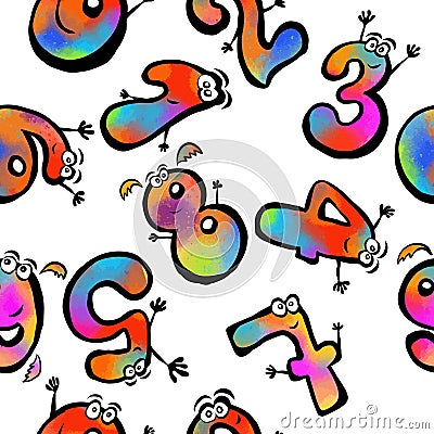 Colorful rainbow funny figures with eyes. Seamless background. Vector illustration Cartoon Illustration