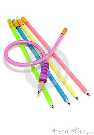 Colorful funny flexible pencils Stock Photo