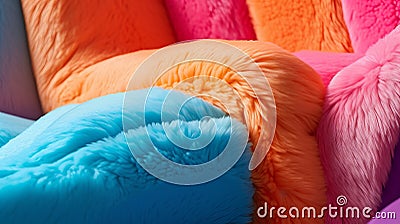 Colorful Furry Pillows: Hyper Modern Recliner Shot With Futuristic Shapes Stock Photo