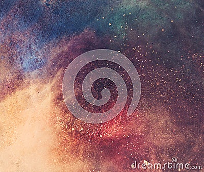 Colorful galaxy faded holi background. Stock Photo