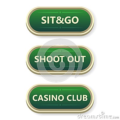 Colorful gambling and poker buttons with text. Stock Photo