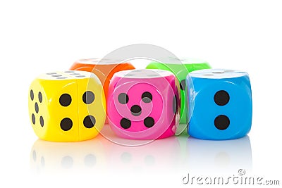 Colorful game dices Stock Photo