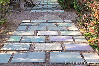 colorful garden path Stock Photo