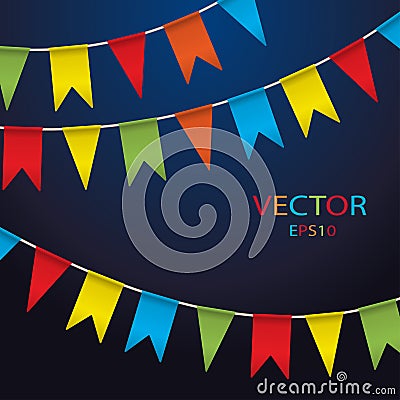 Colorful garlands on white background. Vector Illustration