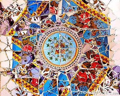 Colorful Gaudi mosaic background Stock Photo