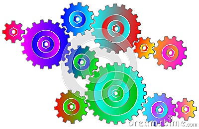 Colorful Gear Wheels Vector Illustration