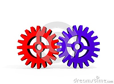 Colorful Gears on White Stock Photo