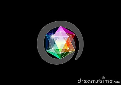 Colorful gemstone, logo jewels and crystals, isolated Vector Illustration
