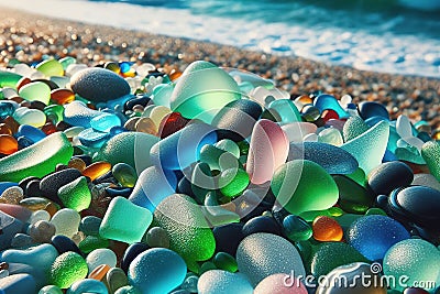 Colorful gemstones on a beach Stock Photo
