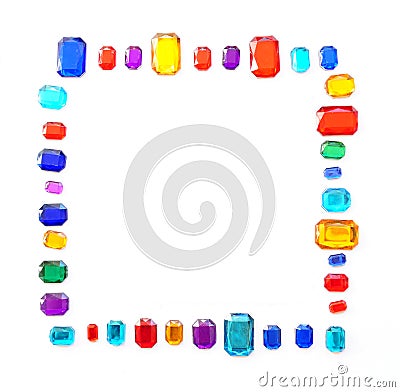 Colorful gemstones crystal border Stock Photo