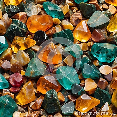 Colorful Gemstones. Diverse Gemstones. Multicolored Precious Stones. Stock Photo