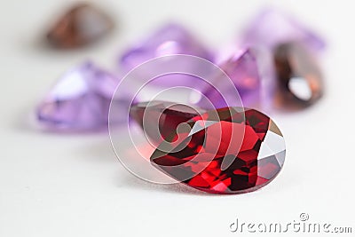 Colorful gemstones with garnet stone Stock Photo