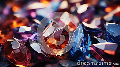 Colorful Gemstones Glisten, Signifying Opulence and Refined Luxury GenerativeAI Stock Photo