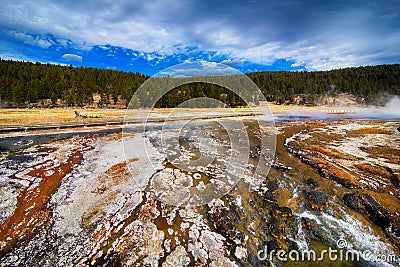 Colorful Geology formation Yellowstone National Park Stock Photo