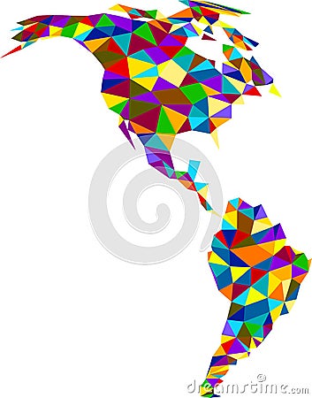 Colorful geometric abstract America map. Vector Illustration