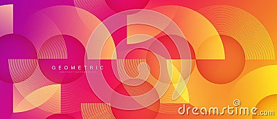 Colorful geometric abstract background. Circle shape and lines graphic design. Geometric pattern. Modern elements. Vector Illustration