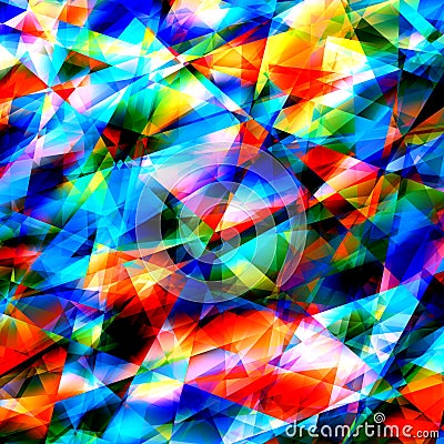 Colorful Geometric Art Background. Cracked or Broken Glass. Modern Polygonal Illustration. Triangular Abstract Pattern. Graphic. Stock Photo