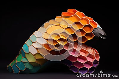 colorful geometric beehive-shaped sculptures Stock Photo