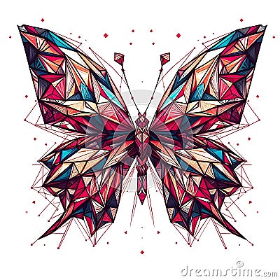 Colorful geometric butterfly with vibrant palette Stock Photo