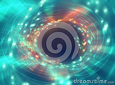 Colorful geometric circular tunnelshape abstract technology back Stock Photo