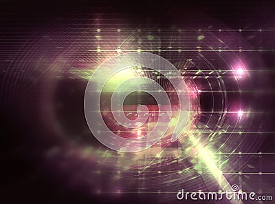 Colorful geometric circular tunnelshape abstract technology back Stock Photo