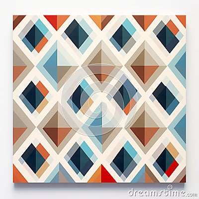 Colorful Geometric Painting With Repetitive Style And Faceted Shapes Stock Photo