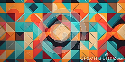 colorful geometric pattern with a retro feel one generative AI Stock Photo
