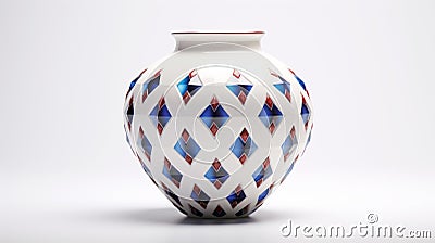 Colorful Geometric Vase With Photorealistic Designs Stock Photo