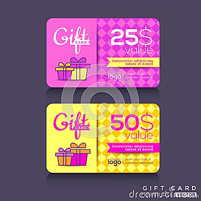 Colorful Gift card Design Template Vector Illustration