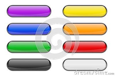 Colorful Glass Glossy Web Icon Button Set Stock Photo